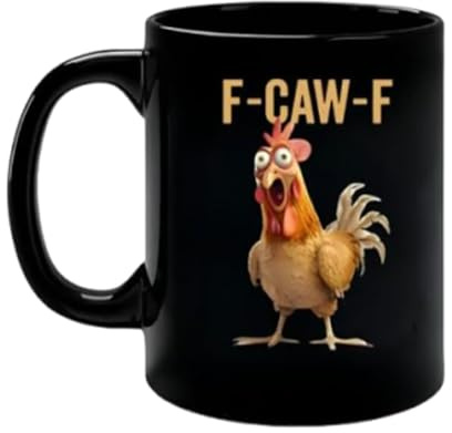 F-Caw-F Funny Chicken Mug | F Caw F Ceramic Coffee Cup | Novelty FCAWF Meme Rooster Crowing Coffee Mugs | Funny Meme Rooster Milk Mugs Tea Cups for Chicken Lover Gift