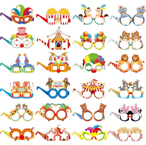 LUKlUP 24pcs Divertenti maschera occhiali da festa per Carnevale di Venezia, carta Occhiali per Messicana Festa Carnevale Costume Accessori, Feste per Bambini Adulti, Photo Booth Compleanno Gadget