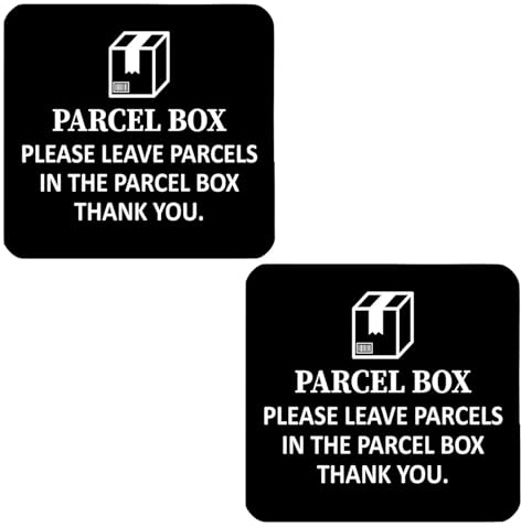 Satiskid Lot de 2 panneaux de boîte aux lettres « Please Leave Parcels Here », autocollants en aluminium pour porte de livraison, 10 x 10 cm