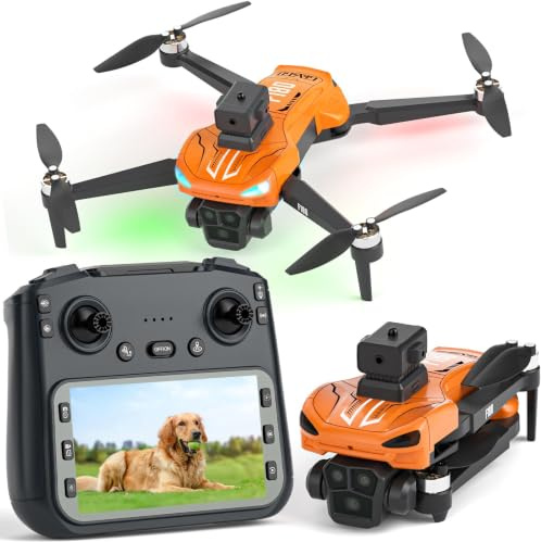 Drone GPS avec Caméra 4K, Évitement d'Obstacles Automatique, Quadricoptère Pliable, Lentille Ajustable à 90°, 23 Min de Vol avec Écran de Télécommande 4,5 - pour Débutants, Enfants et Adultes
