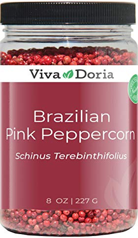 Viva Doria Brazilian Pink Peppercorns, Steam Sterilized Whole Pink Pepper, 8 Oz