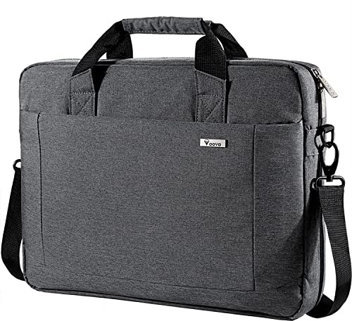 Voova Laptop Bag Case 17 17.3 Inch Computer Sleeve Messenger Bag, Grey | Computer Bag MacBook Bag with Shoulder Strap Expandable Waterproof Large Capacity Business Briefcase for Travel, Men Women