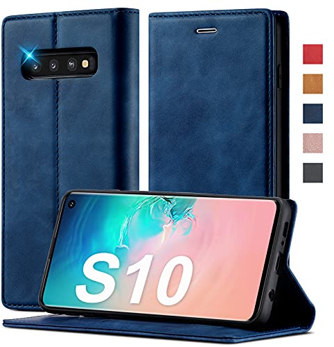 2022 Upgraded Handyhülle für Samsung Galaxy S10 Hülle Leder [Standfunktion] [Kartenfach] Klapphülle Flip Case Magnetisch Klapphülle Wallet Lederhülle Cover Klappbar Schutzhülle für Samsung S10 Hülle
