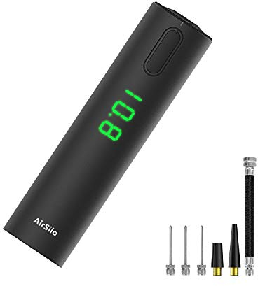 AirSilo Elektrische schnelle Ballpumpe mit LED-Manometer (max. 15 PSI) mit Nadeln, für Sportbälle (Fußball, Basketball, Volleyball, Rugby, Fußball, Strandball, Schwimmring usw.