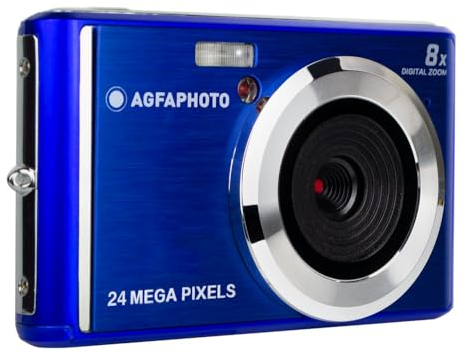 AGFA Photo Realishot DC5500 - Kompakte Digitalkamera, 24 MP, 2,4 LCD-Bildschirm, 8X Digitalzoom, HD-720p-Video, Externe SD-Speicherkarte, Lithiumbatterie - Blau