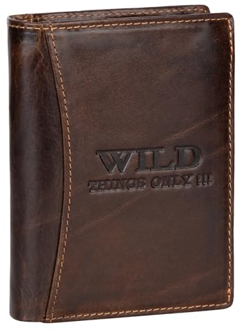 EAAKIE RFID echt Leder Herren Portemonnaie Geldbörse Geldbeutel Herrengeldbörse Hochformat 9 Karten (Braun)