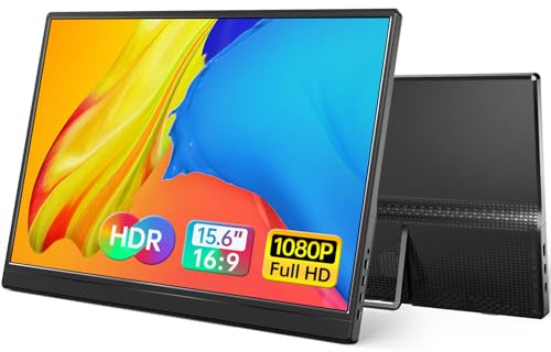 Yxk Portable Monitor 15.6 Inch 1080P USB-C HDMI Ultra-Slim Travel Monitor with Kickstand, for Laptop, PC, Mac Phone, PS, Xbox, Swich IPS Ultra-Thin Zero Frame Gaming