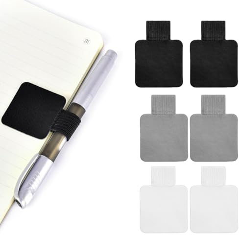 WeddHuis 6 Pezzi Porta Penna in PU Leder Autoadesivo con Cinturino Elastico per Tablet, Agenda, Calendario, Quaderno