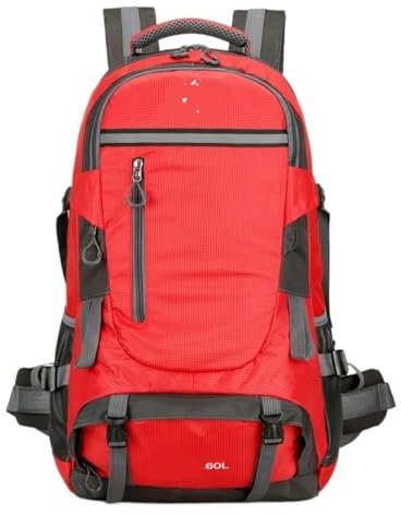 OUYUE Sac À Dos De Voyage Sac À Dos De Camping Léger De 60 L pour Randonnée Et Trekking pour Hommes Et Femmes pour Camping Trekking(Rot)