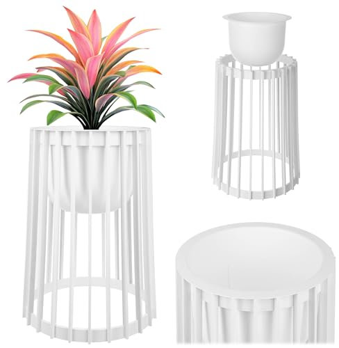 KADAX Aytre Support de pot de fleurs en plastique pour plantes, table à fleurs, tabouret pour plantes, tabouret pour plantes, blanc, 53,5 cm