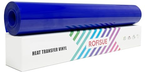 ROFISUE Heat Transfer Vinyl Dark Blue, 12Inches×20FT Iron on for T Shirts .Easy to Cut and Weed Compatible with All Cutter Machines HTV Iron on Vinyl for Cricut (Dark Blue, 12Inches×20FT)