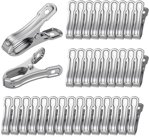 OFFCUP 35 PCS Garden Clips, Heavy Duty Stainless Steel Greenhouse Clamps, Strong Grip Greenhouse Netting Clips for Hold Down Shade Cloth or Plant Cover on Garden Hoops