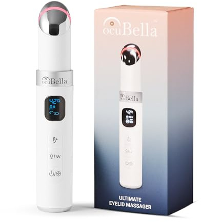 OcuBella 4-in-1 Heated Eye Massager | Nickel Free | EMS, LED Light, Heat & Vibration | Dry Eye Relief | Optometrist-Designed Eyelid Massager by Sanus Oculus | USB Rechargeable | Travel-Friendly