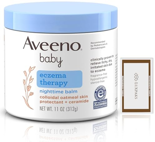 Baby Care Set: Contains Aveno Baby Nighttime Body Balm with LUXPAKS Soft Cleansing Wipe, 11 oz