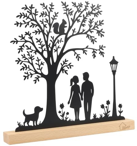 BlueXP Figura Decorativa per Coppie in Metallo Scena Romantica con Innamorati Cane & lanterna Decorazione Primaverile per Soggiorno Davanzale Camera da letto Regalo per San Valentino & Anniversari