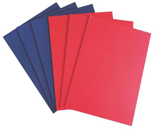 Noti Premium A4 Royal Blue & Red Card 270gsm, Leathergrain Comb Binding Cover, Cardstock for Crafting, Card Making, Scrapbooking (Pack of 100)
