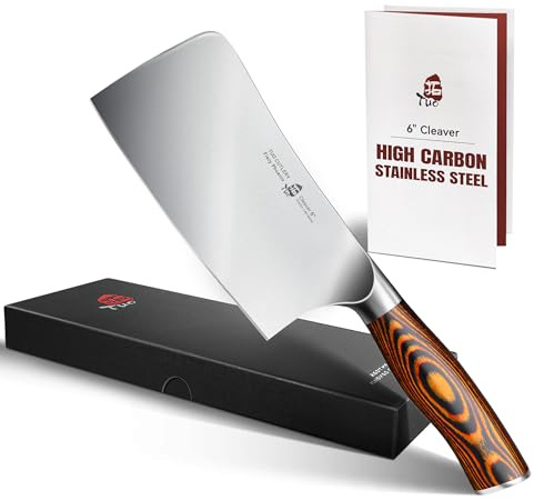TUO Meat Cleaver Knife, 6 inch Sharp Multi-Purpose Chopper for Meat Vegetable Cutting, German High Carbon Steel Butcher Knife with Pakkawood Handle