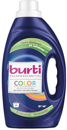 burti COLOR Waschmittel flüssig – Flüssigwaschmittel ohne Bleichmittel & Weichspüler - Fleckenentferner - 29 Wäschen – Farb- & Faserschutz für bunte Kleidung