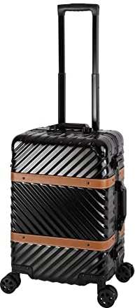 Travelhouse Paris Bordtrolley Bordkoffer Reisekoffer Koffer Trolley S 2X integriertes TSA Schloss 360° Doppelzwillingsrollen Polycarbonat Hartschale Rollenbremse schwarz Alu- Rahmen