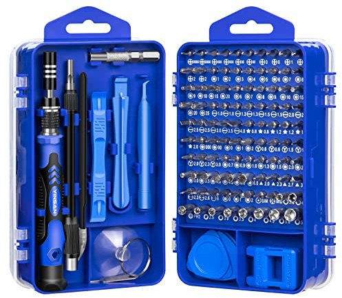 YINSAN Juego Destornilladores Precisión Magnético, Kit Herramientas Precision Reparación Para iPhones, Switch, PS4, PS5, Xbox, PC, Mac, Laptop, Gafas, Relojes, Cámara, Teléfono Móvil, 134 en 1 Azul