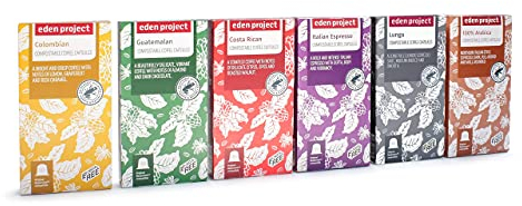 THE EDEN PROJECT - Rainbow Selection Pack - 100% ARABICA Home Compostable Coffee Pods - Compatible with Nespresso Original system coffee machines - 60 Capsules (6 PACKS of 10 PODS)