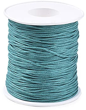PandaHall, Cordoncino in cotone cerato, 100 m/ rotolo di corda di cotone intrecciato da 1 mm per la creazione di gioielli fai da te (foglia di te)