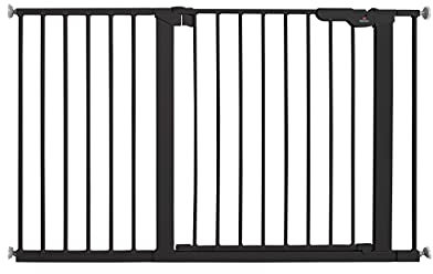 BabyDan Premier, Extra breit Ohne bohren Treppenschutzgitter, 119,3-125,6 cm, Babygitter/Sicherheitsgitter, Metall, Schwarz, Hergestellt in Dänemark - (Haustiergitter/Hundegitter)