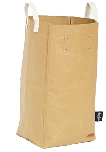 Deeablo New York Sustainable Reusable, Highly Versatile, Washable Paper Bag for Recycling, Multipurpose Recycling Basket, Recycling Bag, Laundry Basket (Brown)