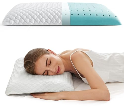 NOFFA Dünnes Kissen Fest zum Schlafen 6cm, Memory Foam Gel Kopfkissen Flache, Kinder Kopfkissen 40x60, Siebenschläfer Kleines Kissen für Bauchschläfer Pillow