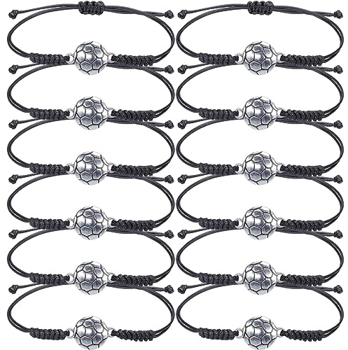 ASYKNM Braccialetti Calcio per Bambini, Kit da 12 Pezzi Intrecciati e Regolabili, Accessori Sportivi per Ragazzi e Ragazze, Adatti a Feste, Compleanni e Campionati del Mondo 2022.