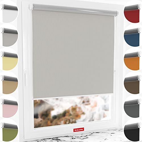 Schuette® Verdunkelungsrollo ohne Bohren/mit Bohren 2in1 ● Thermo Rollo Kollektion: Foggy Morning (Grau) ● 90 x 130 cm (Breite x Höhe) ● Suprafix Klemmrollo = Klemmfix 2.0 ● 60s Montage mit Video