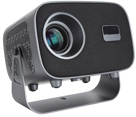 Mini Projecteur de Film, Wi-FI 6 et Bluetooth 5.3 Mini Projecteur Vidéoprojecteur de Plafond avec Support Réglable à 360 °, Auto-Correction Projecteur à Courte Focale pour la