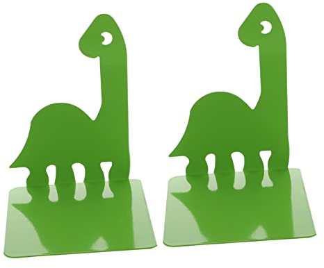 VILLFUL Sujetalibros De Metal Dinosaurio Verde Par 2 Piezas Alta Resistencia Soporte Antideslizante para Estantería Oficina y Hogar