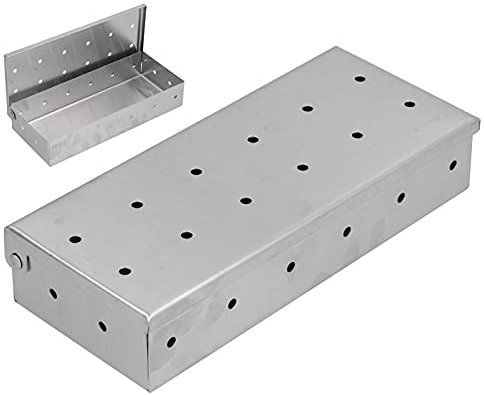 Qukaim Smoking Box, Fumoir en Acier Inoxydable pour Copeaux de Bois pour Barbecues à Charbon et à Gaz, Design avec Ventilation, pour l'Extérieur