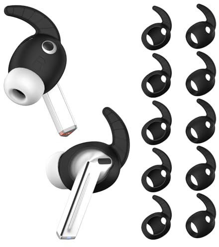 Fundas Deportivas de Silicona Antideslizante y antiarañazos con Ganchos para Las Orejas, Accesorio para Auriculares Samsung Galaxy Buds 3 Pro, 5 Pares, Negro