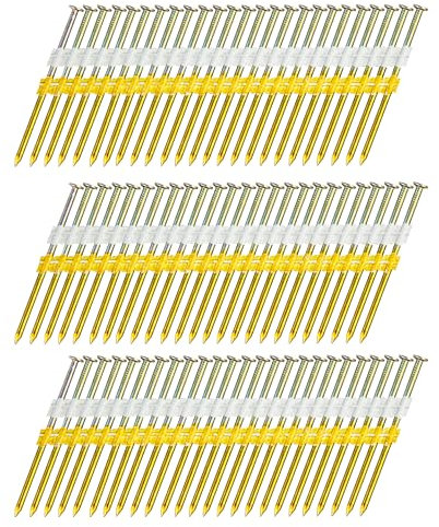 meite 21 Degree Framing Nails 3 Inch x 0.12 Inch Galvanized (2,000 Nails) Full Round Head, Smooth Shank, Plastic Collated for 21 Degree Framing Nailer Gun