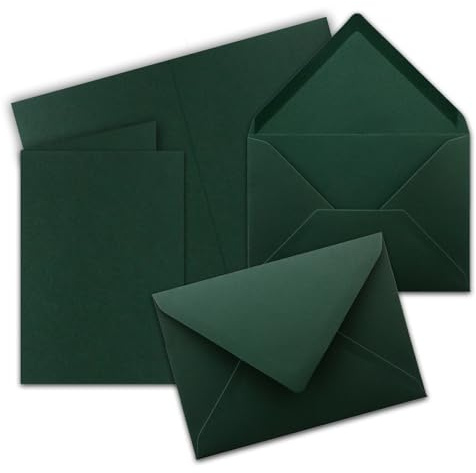 Vikkort set med kuvert DIN A6/C6 i tallgrön – 50 uppsättningar – 14,8 x 10,5 cm – premiumkvalitet – serie färger glad