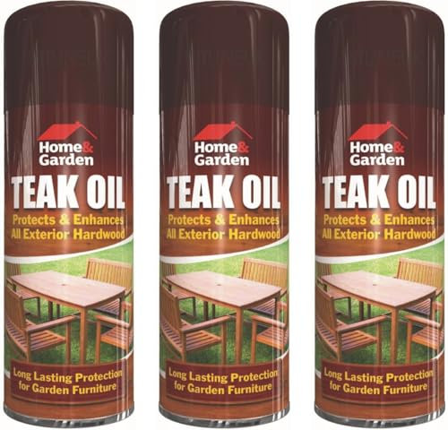 3 x 400ML Teak Oil for Garden Furniture Wood Treatment Outdoor