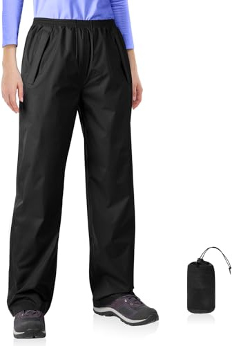 Mayoii Womens Waterproof Trousers Lightweight, Breathable Waterproof Trousers Women with Adjustable Waist,Hiking Trousers Women (UK, Alpha, S, Regular, Regular, Standard, Black)