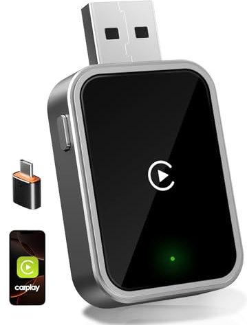 Adattatore Wireless per CarPlay – Upgrade 2026, Adattatore USB/Type-C senza fili, Connessione Veloce e Stabile senza Ritardi, Compatibile con iOS 12+
