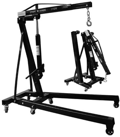 Grúa Hidráulica Plegable de 2 Toneladas,Elevador para Taller con Patas Plegables y 6 Ruedas Giratorias,Ideal para Motores, Maquinaria, Garajes y Talleres