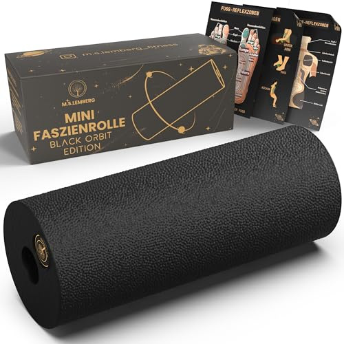 M.S.Lemberg Mini Faszienrolle klein - Kompakte Massagerolle für Selbstmassage - Ideal für Fuß, Nacken, Fersensporn, Schulter, Arm, Wade, Fußrolle - Massage Faszien Rolle - Black Orbit Edition