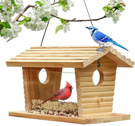 Mangiatoia per uccelli, casa di alimentazione per mangimi in legno | Taglierina per e per uccelli | per alberi, patio, passerelle e , fringuelli, ciliegini,