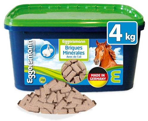 Eggersmann Mein Pferdefutter Mineral Bricks 4 kg - Alimento Mineral para Caballos - Comida para Caballos con minerales y vitaminas para apoyar el metabolismo - con ajo añadido para repeler Moscas