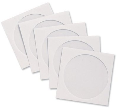 50 x High Grade White CD/DVD/Bluray Paper Disc Sleeve Envelopes with Clear Window by Dragon Trading