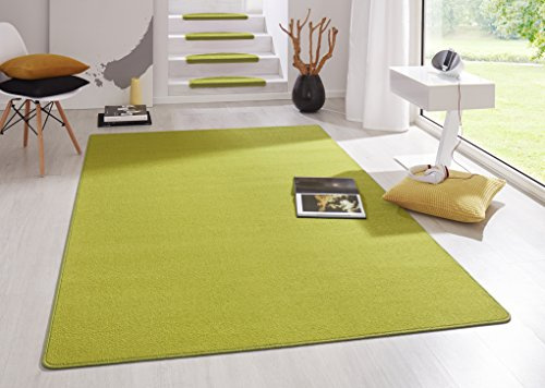 Hanse Home Tappeto Fancy – Tappeto da Soggiorno in Tinta Unita Moderno in Velluto per Sala da Pranzo, Soggiorno, cameretta dei Bambini, corridoio, Camera da Letto, Cucina, Verde, 80 x 150 cm