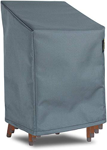 HENTEX Schutzhülle gartenstühle aufeinandergestapelte Gartenstühle, Wasserdicht, Winddicht, UV-Beständiges, Mit Zugband und Befestigungsclips, bis zu 4 Stühle, Grau, 75x78DxH65/110 cm