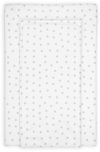 Baby Changing Mat, Grey Stars Deluxe Waterproof with Raised Padded Edges, Uniquely Designed, Easy Wipe Clean a Perfect, Practical Addition to Your Nursery 75cm x 47.5cm x 5cm