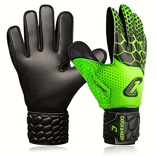 Catch & Keep Kralle Junior Pro - Guantes de Portero para niños (versión 3, Color Verde, 6)