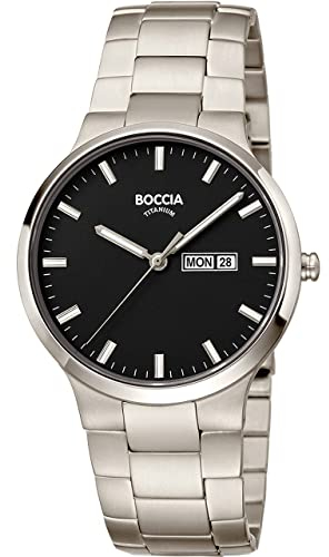 Boccia Herren Analog Quarz Uhr mit Titan Armband 3649-03